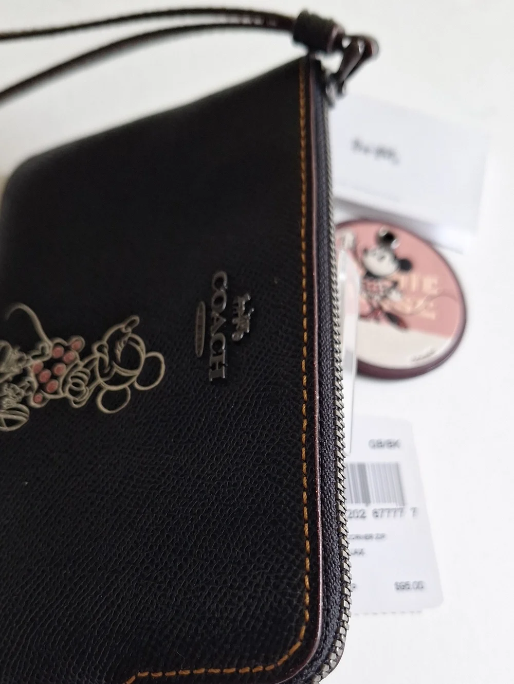 Coach Minnie Mouse Black Leather Wristlet